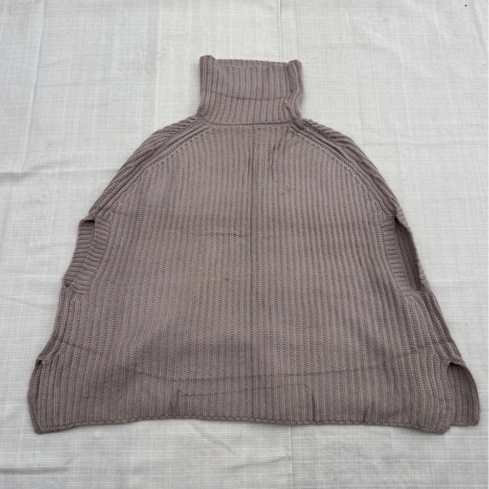 Women's Main Strip Turtle Neck Poncho Sweater - Sz. M